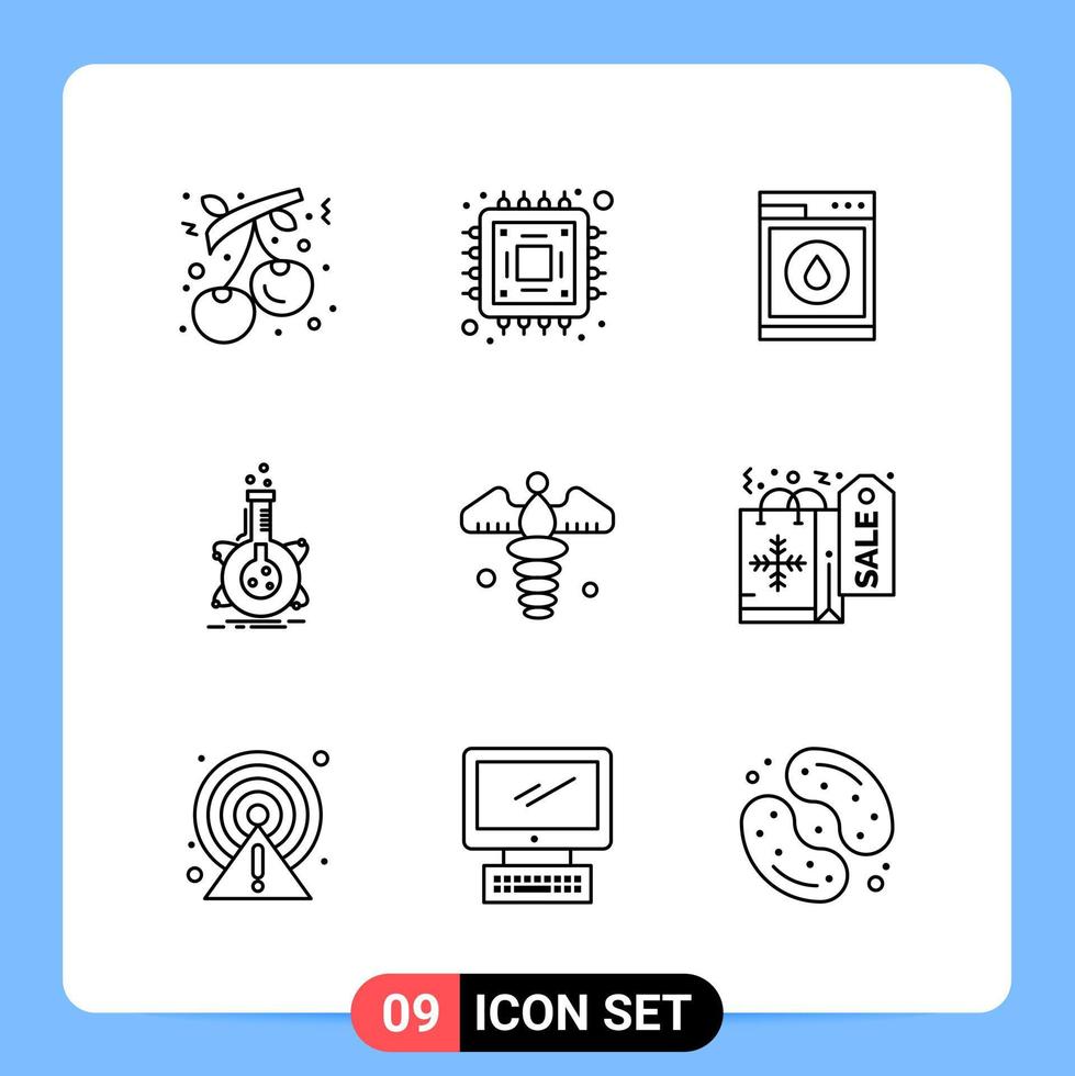 9 Line Black Icon Pack Outline Symbols for Mobile Apps isolated on white background 9 Icons Set vector