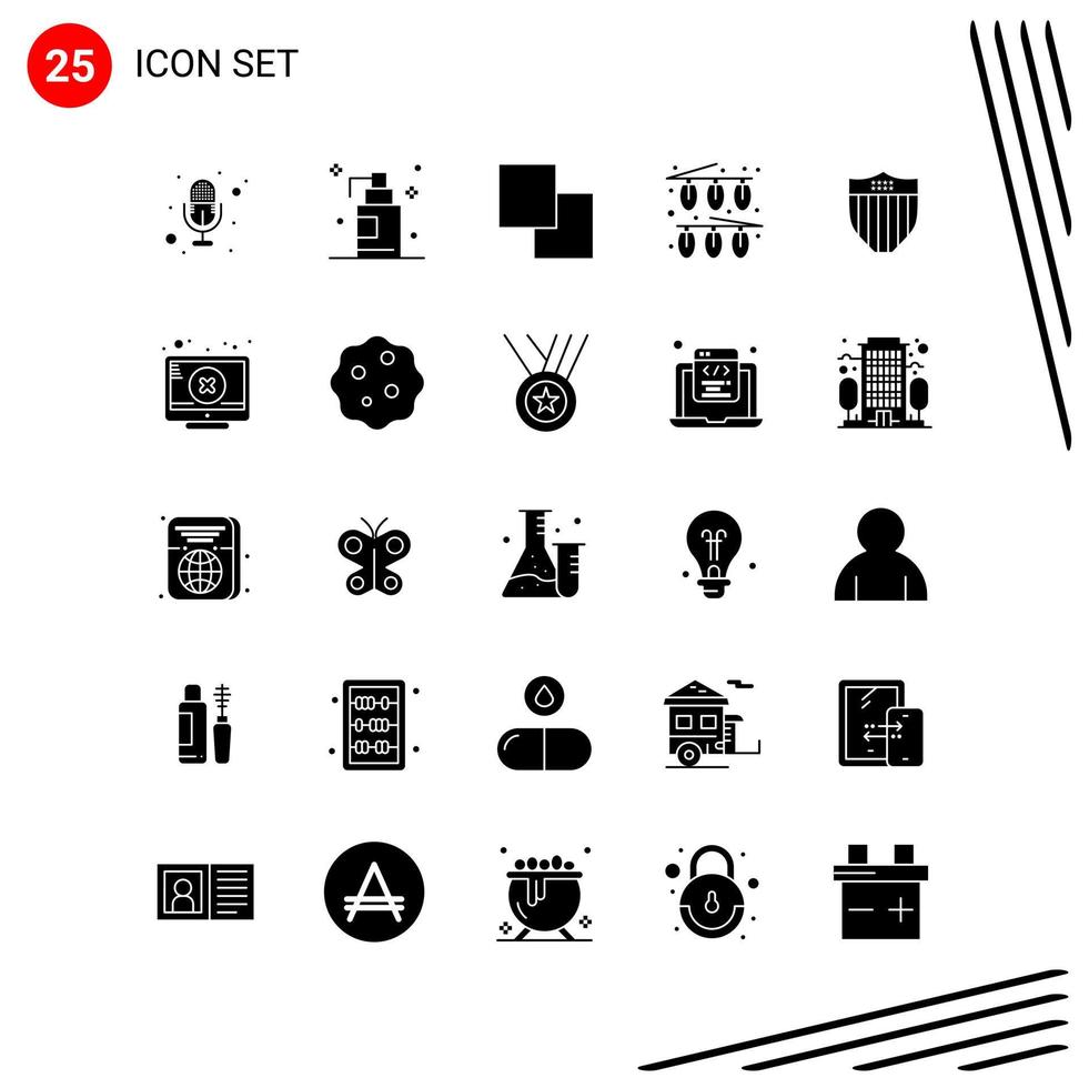 Collection of 25 Vector Icons in solid style Pixle Perfect Glyph Symbols for Web and Mobile Solid Icon Signs on White Background 25 Icons