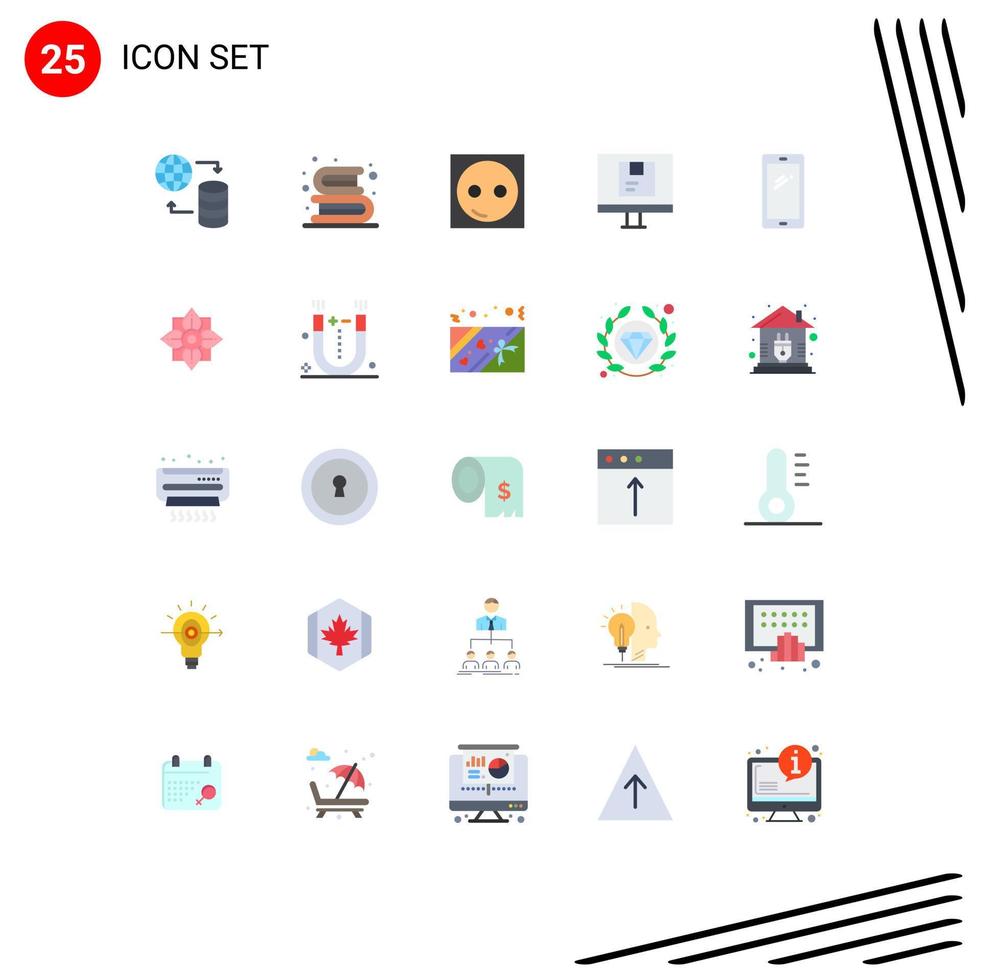 Set of 25 Vector Flat Colors on Grid for online delivery read computer equipment Editable Vector Design Elements