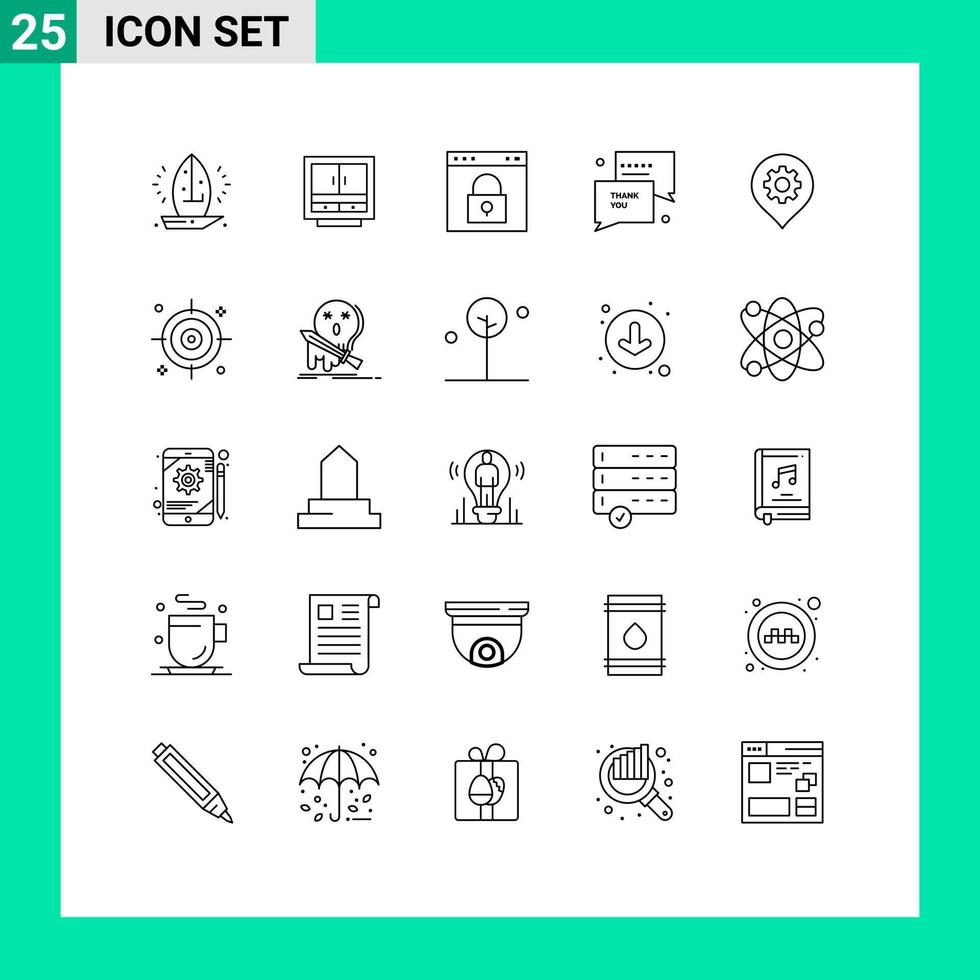 Editable Vector Line Pack of 25 Simple Lines of thank page files lock browser Editable Vector Design Elements