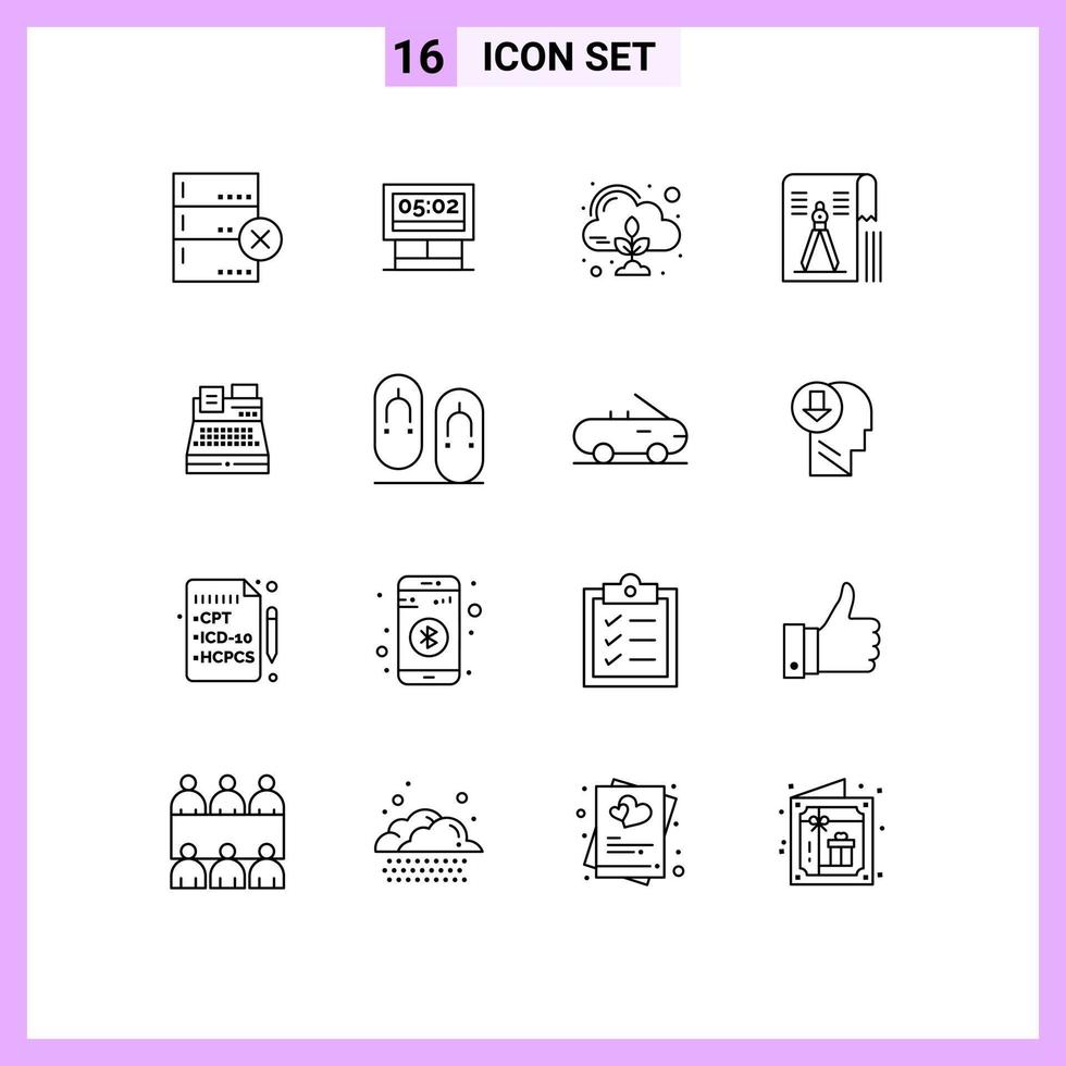 Set of 16 Commercial Outlines pack for print file zero geometry drawing Editable Vector Design Elements