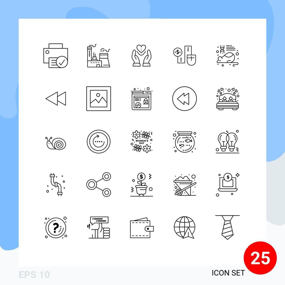 25 iconos creativos signos y símbolos modernos de dollor conectar elementos de diseño vectorial editables del corazón del ratón de la industria vector