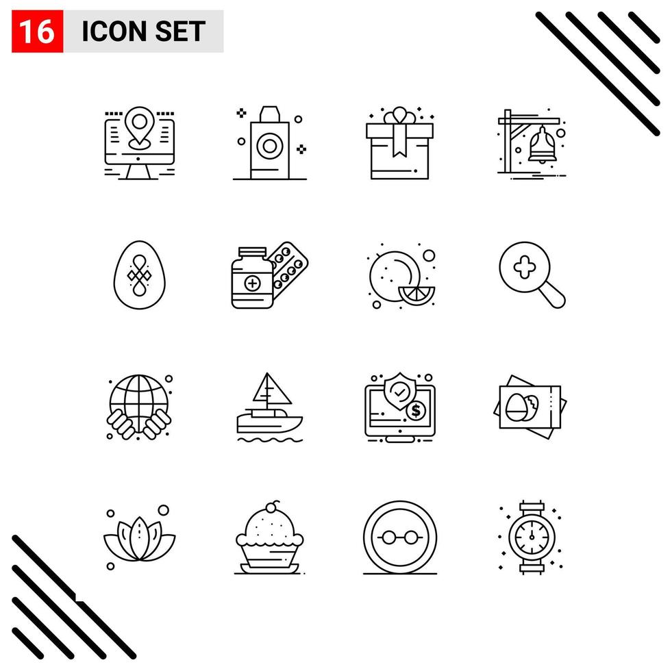 conjunto perfecto de píxeles de 16 iconos de línea conjunto de iconos de esquema para el diseño de sitios web y la interfaz de aplicaciones móviles vector