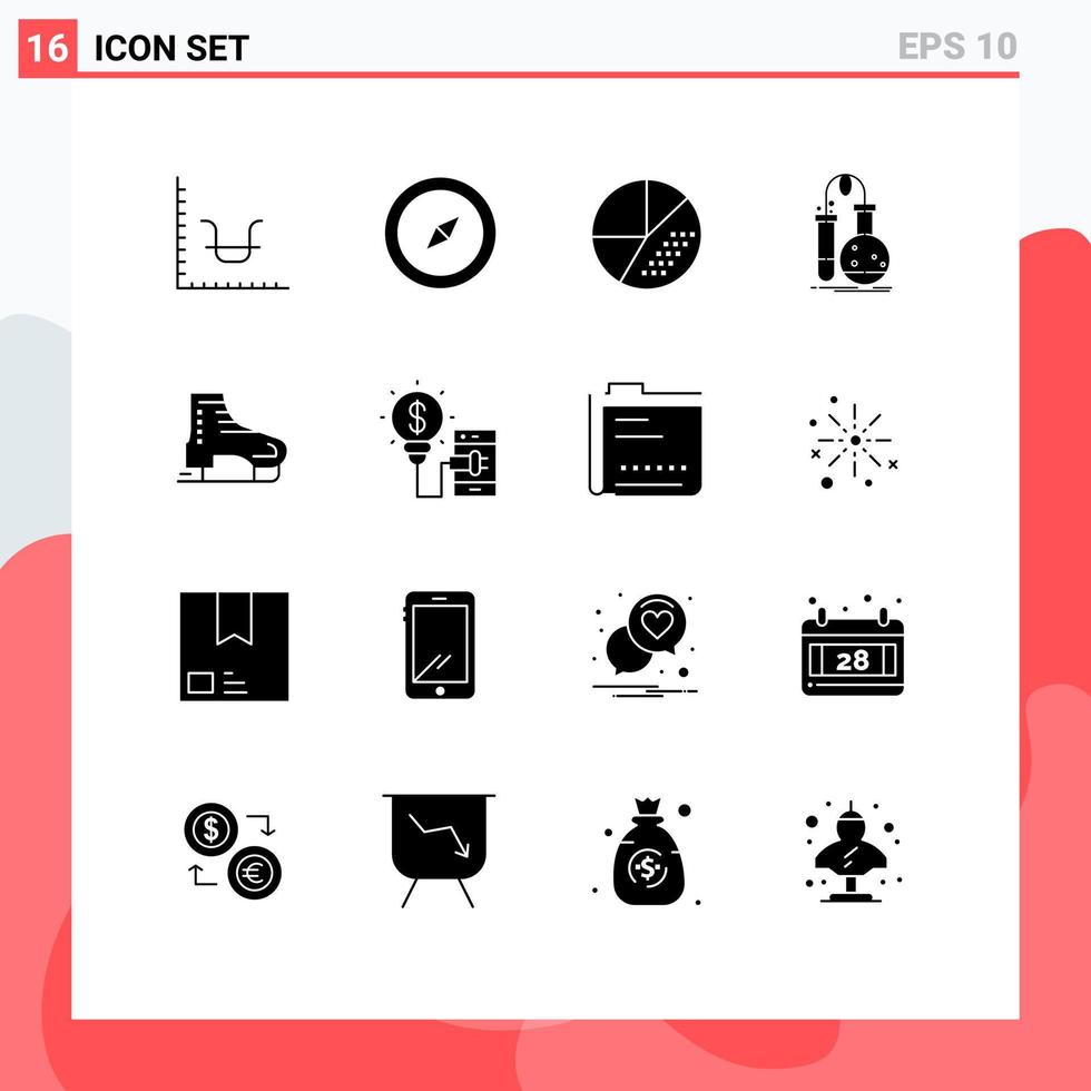 Set of 16 Modern UI Icons Symbols Signs for alpine lab media flask testing Editable Vector Design Elements