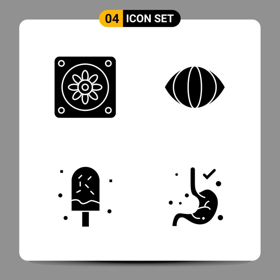 4 Black Icon Pack Glyph Symbols Signs for Responsive designs on white background 4 Icons Set vector
