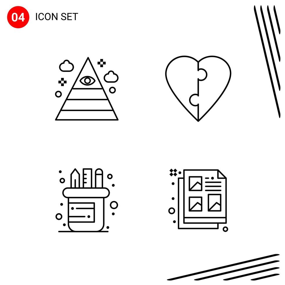 colección de 4 iconos vectoriales en estilo de línea píxel símbolos de contorno perfecto para web y signos de icono de línea móvil sobre fondo blanco 4 iconos vector