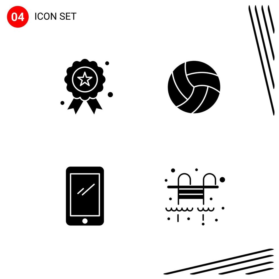 Collection of 4 Vector Icons in solid style Pixle Perfect Glyph Symbols for Web and Mobile Solid Icon Signs on White Background 4 Icons