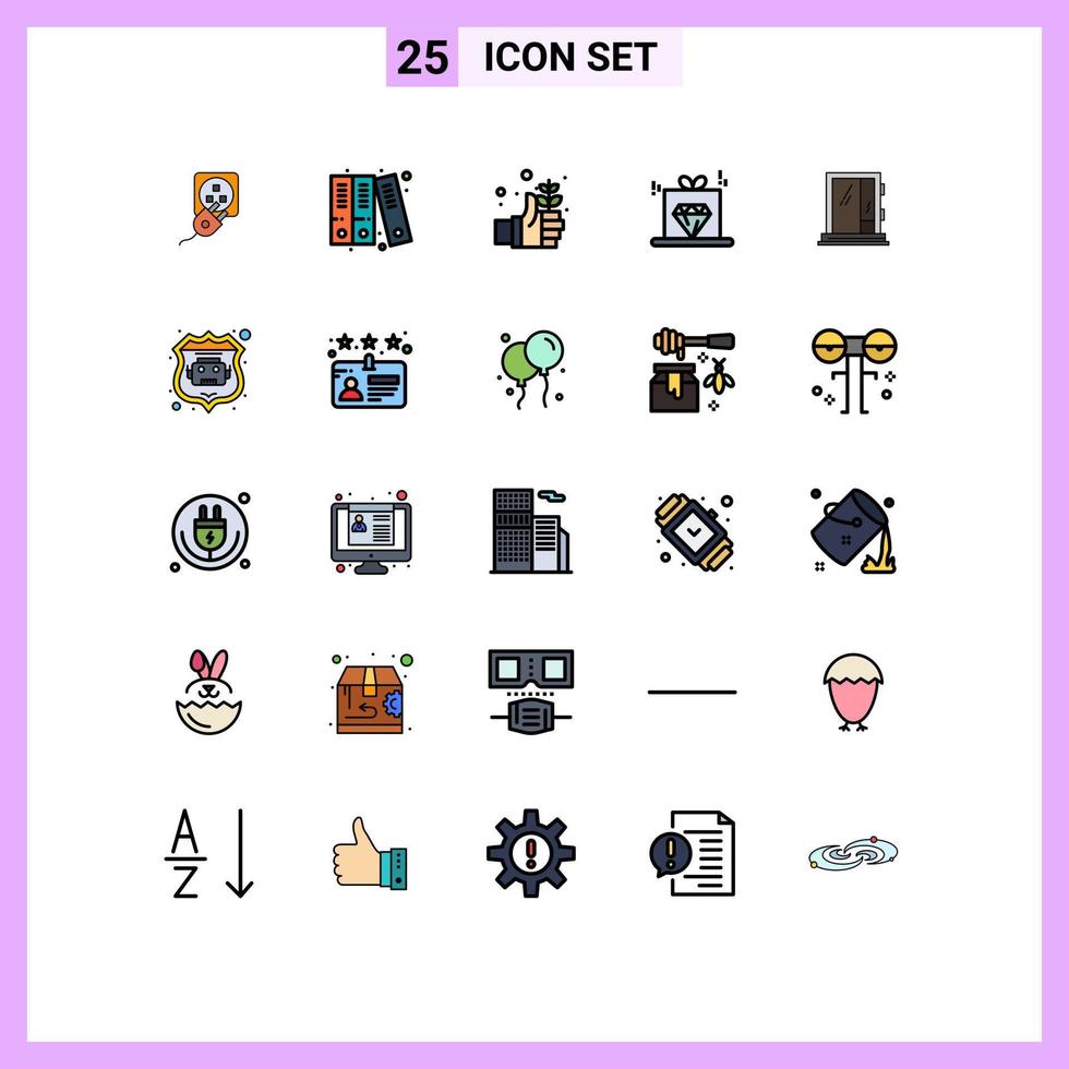 Filled line Flat Color Pack of 25 Universal Symbols of window rate earth price diamond Editable Vector Design Elements