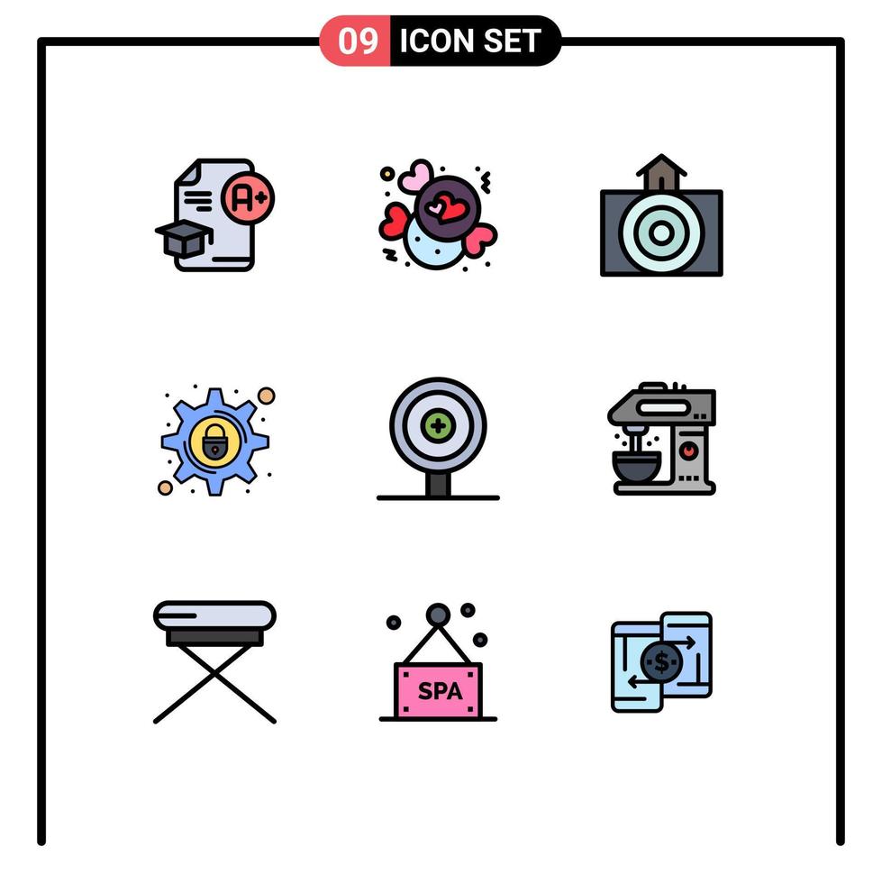 9 Creative Icons Modern Signs and Symbols of business security valentine lock weather Editable Vector Design Elements