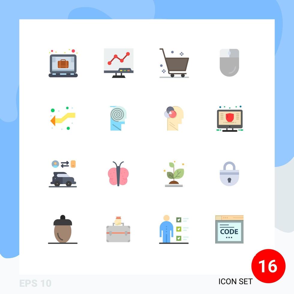 Group of 16 Modern Flat Colors Set for intersect mouse cart electronic cursor Editable Pack of Creative Vector Design Elements
