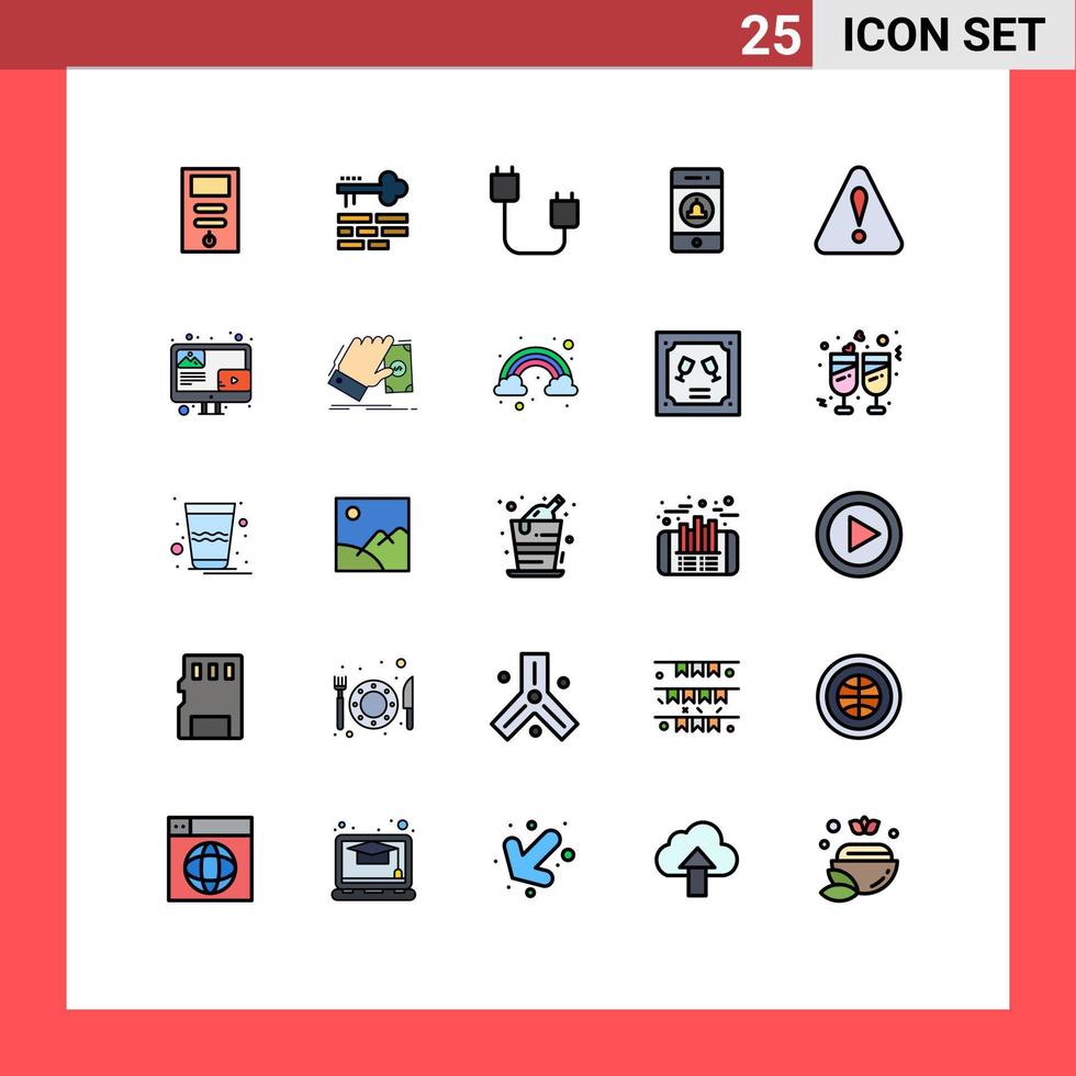 Set of 25 Modern UI Icons Symbols Signs for alert warning computers signaling hardware Editable Vector Design Elements