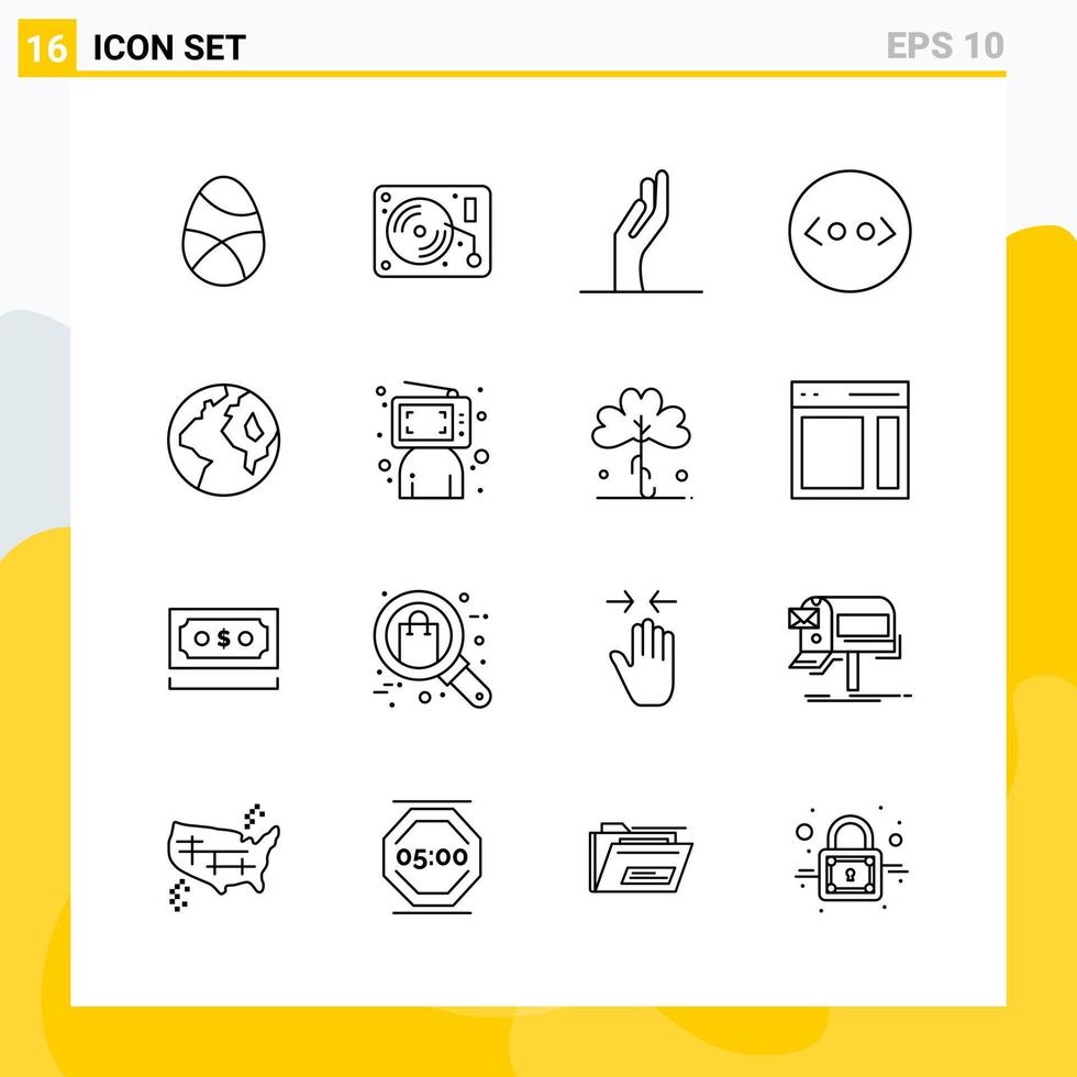 Collection of 16 Universal Line Icons Icon Set for Web and Mobile vector