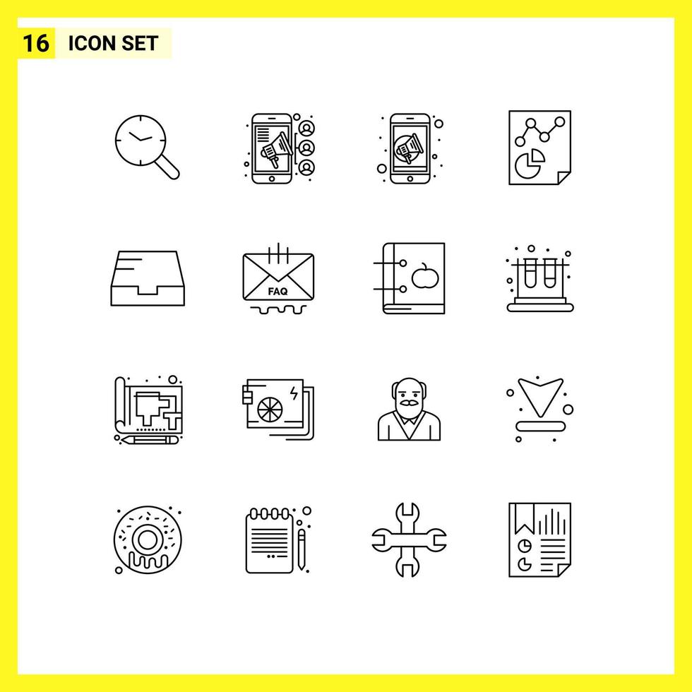 16 Outline concept for Websites Mobile and Apps mail report advertising paper data Editable Vector Design Elements