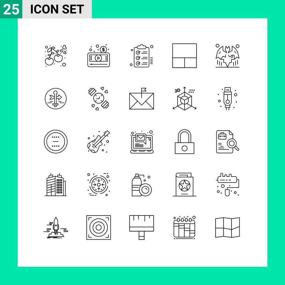 Editable Vector Line Pack of 25 Simple Lines of bats layout video grid wishlist Editable Vector Design Elements