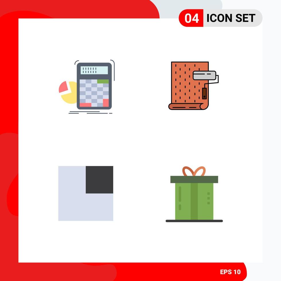 4 Universal Flat Icon Signs Symbols of calculator wallpaper progress interior layout Editable Vector Design Elements
