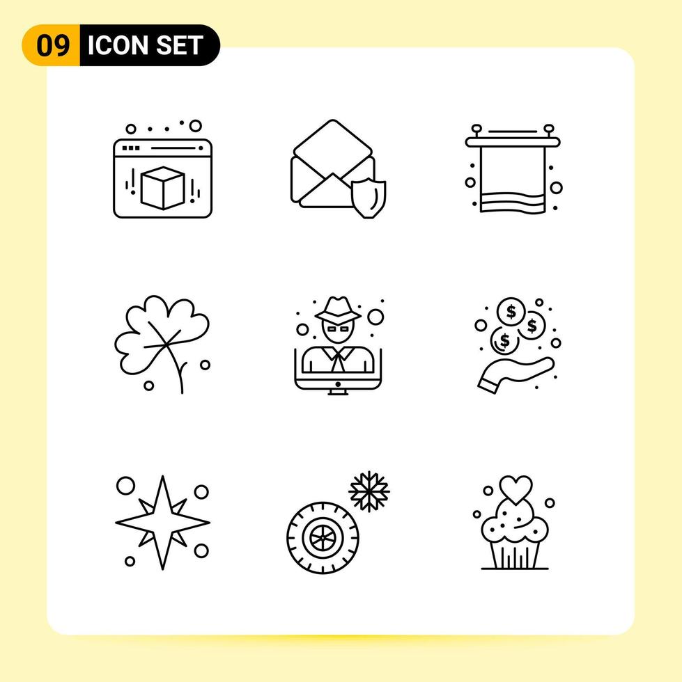 9 Creative Icons for Modern website design and responsive mobile apps 9 Outline Symbols Signs on White Background 9 Icon Pack vector