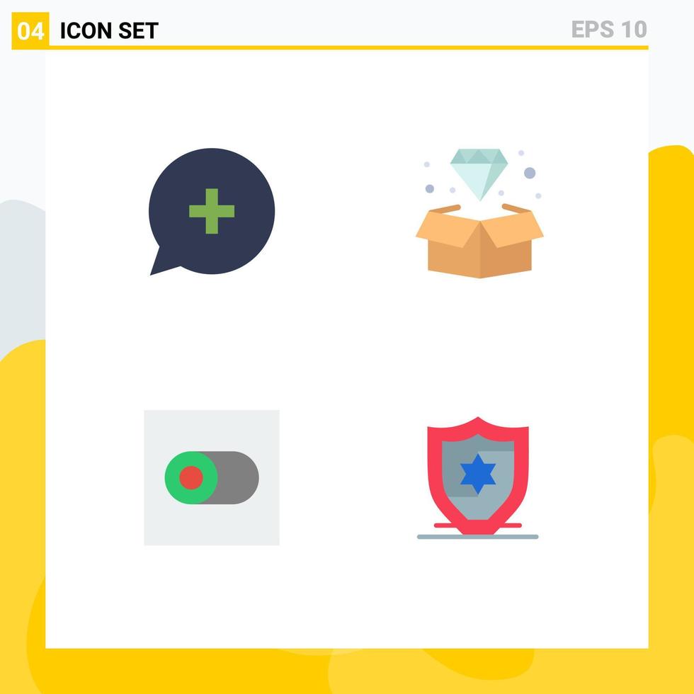 4 Flat Icon concept for Websites Mobile and Apps add switch plus jewel american Editable Vector Design Elements