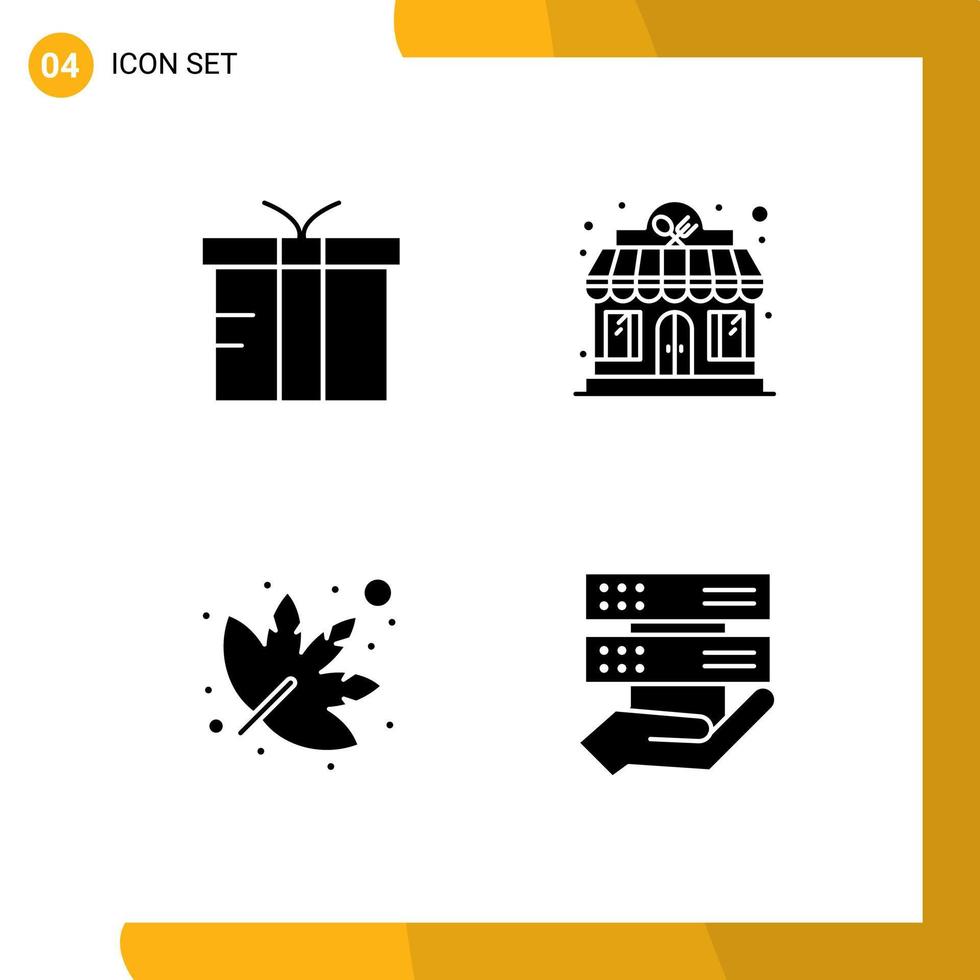 Mobile Interface Solid Glyph Set of 4 Pictograms of box marijuana global shop data Editable Vector Design Elements