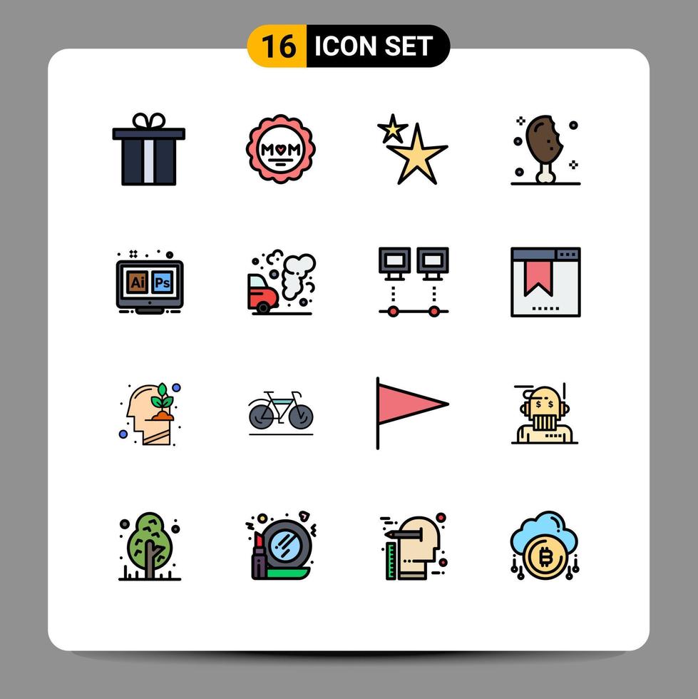 conjunto de 16 iconos modernos de la interfaz de usuario signos de símbolos para la forma hexagonal de la herramienta elementos de diseño de vectores creativos editables de acción de gracias de adobe