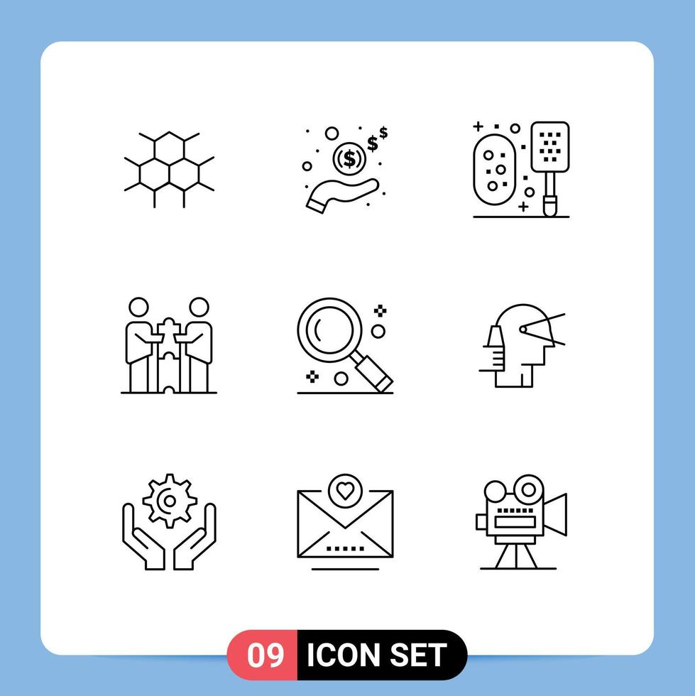 Stock Vector Icon Pack of 9 Line Signs and Symbols for interface partners bath cooperation partners collaboration Editable Vector Design Elements