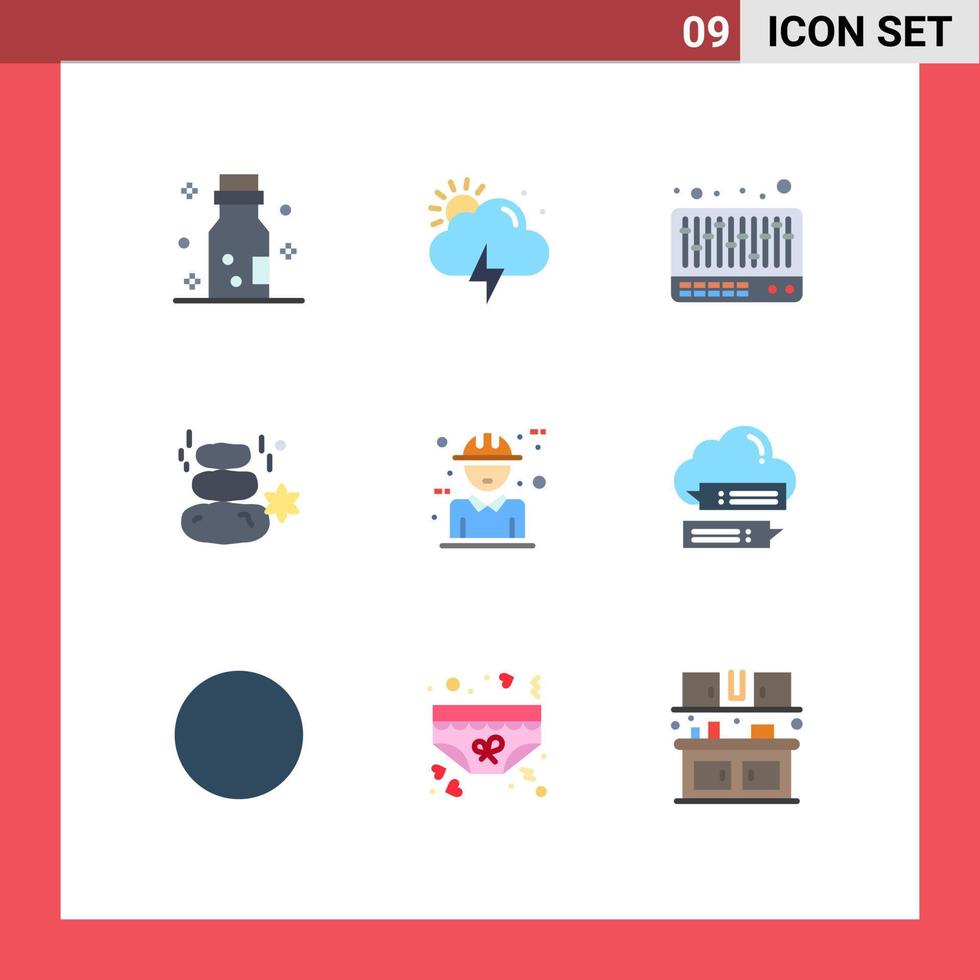 Stock Vector Icon Pack of 9 Line Signs and Symbols for character architecture music stone spa Editable Vector Design Elements