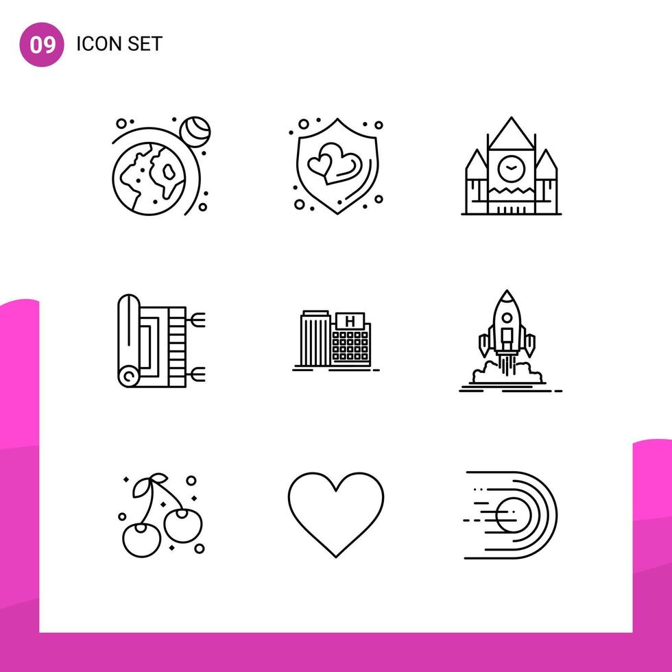 Outline Icon set Pack of 9 Line Icons isolated on White Background for responsive Website Design Print and Mobile Applications vector