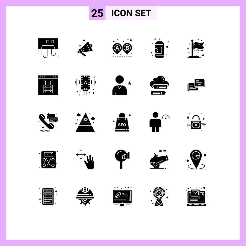 25 Creative Icons Modern Signs and Symbols of flag paint destination arts spray Editable Vector Design Elements