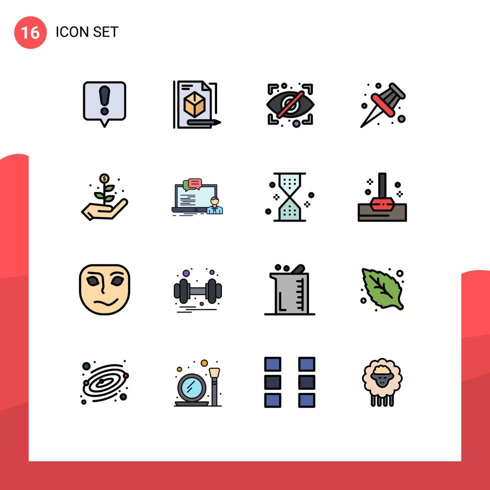 paquete de iconos de vector de stock de 16 signos y símbolos de línea para entrenamiento de inversión crecimiento del ojo pin elementos de diseño de vector creativo editable