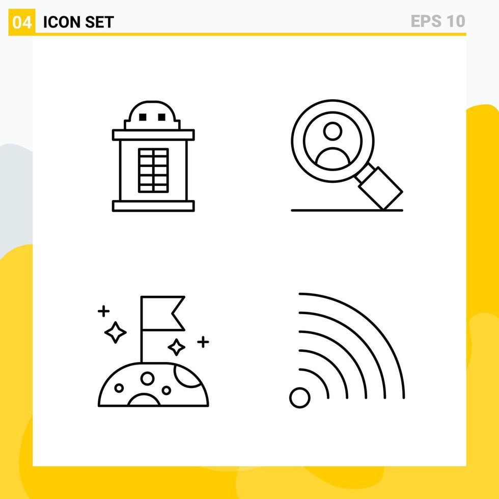 Collection of 4 Universal Line Icons Icon Set for Web and Mobile vector