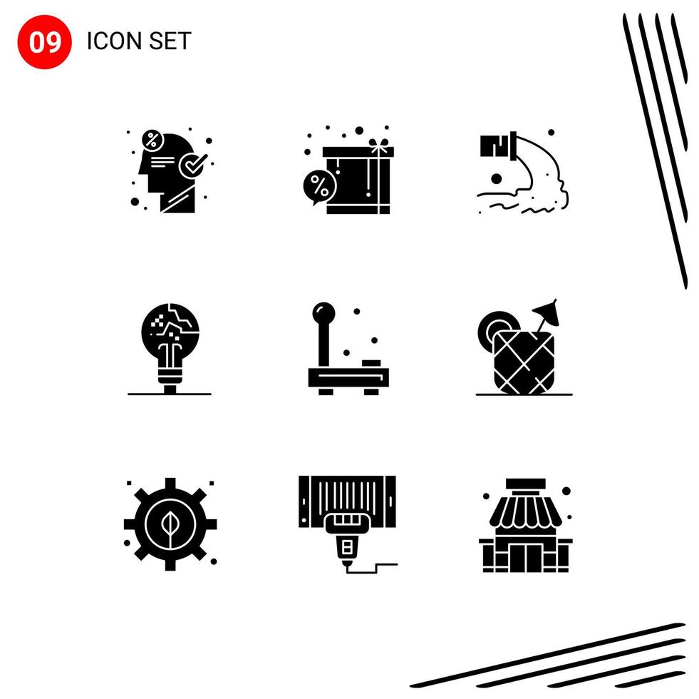 Editable Vector Line Pack of 9 Simple Solid Glyphs of fake copycat shopping concept sewage Editable Vector Design Elements