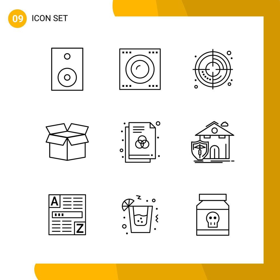9 Icon Set Line Style Icon Pack Outline Symbols isolated on White Backgound for Responsive Website Designing vector