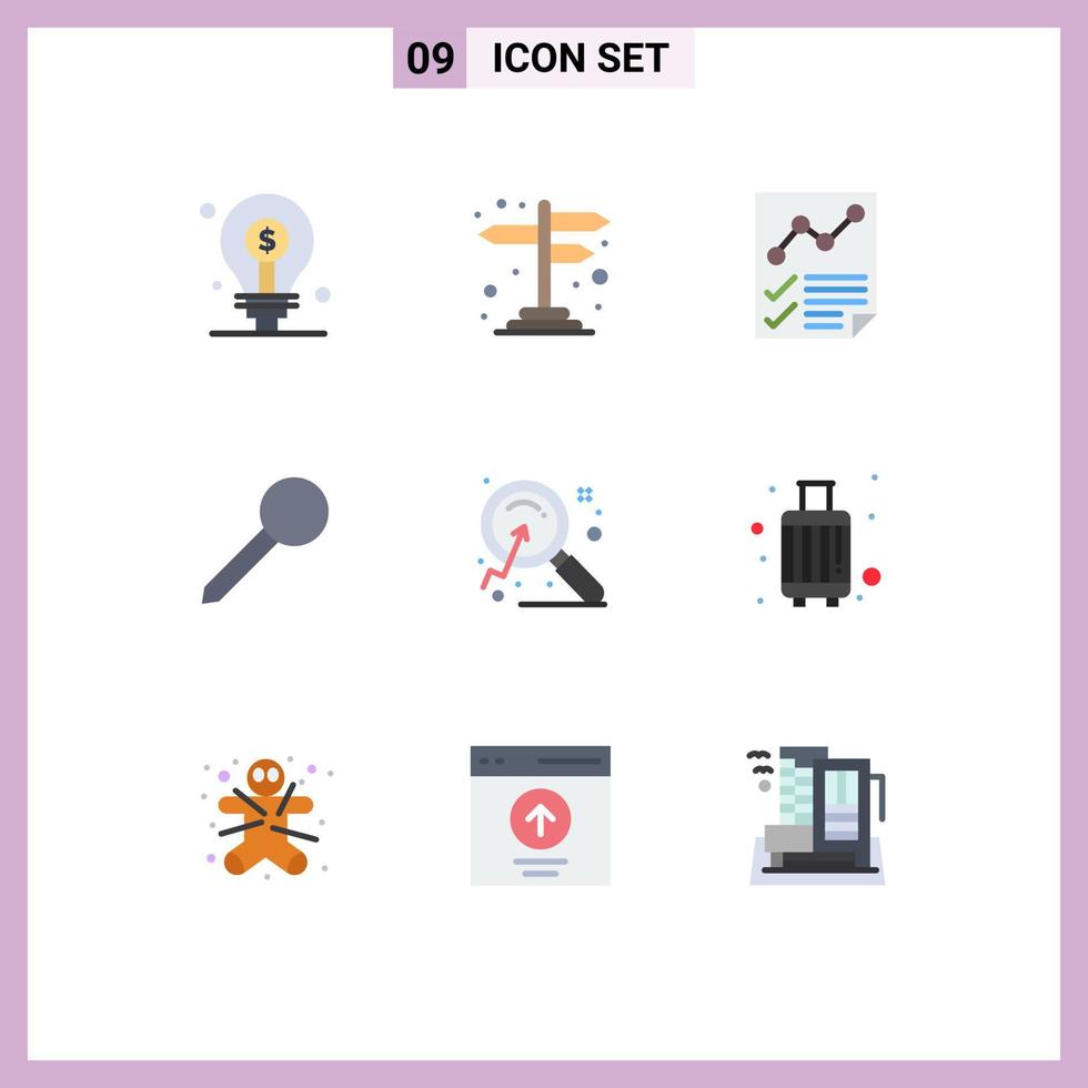Modern Set of 9 Flat Colors Pictograph of mark pin cross road map page Editable Vector Design Elements