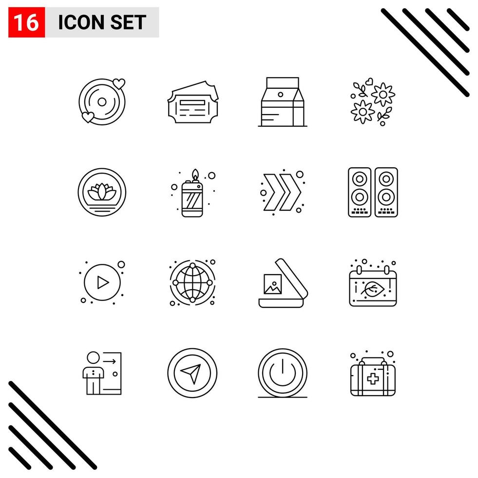 conjunto de 16 iconos de interfaz de usuario modernos símbolos signos para bangladesh bebida de boda amor flor elementos de diseño vectorial editables vector
