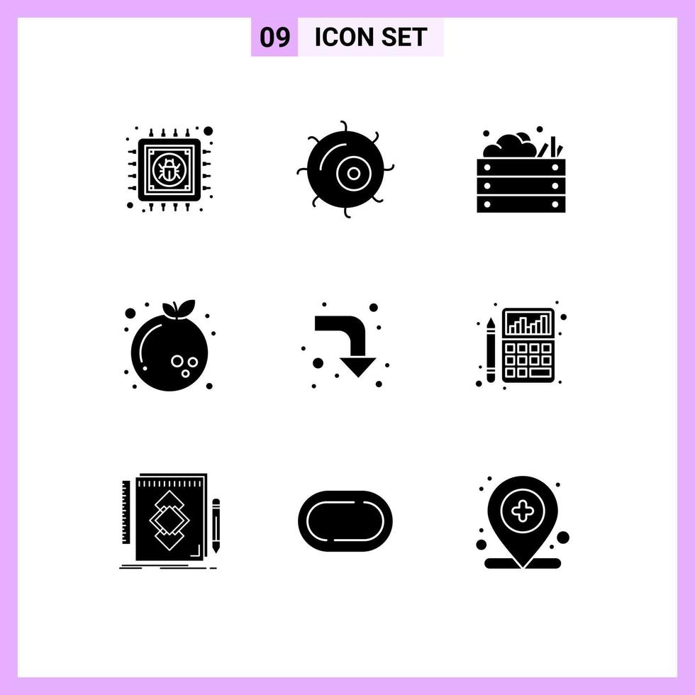Pack of 9 creative Solid Glyphs of reload year farming orange chinese Editable Vector Design Elements