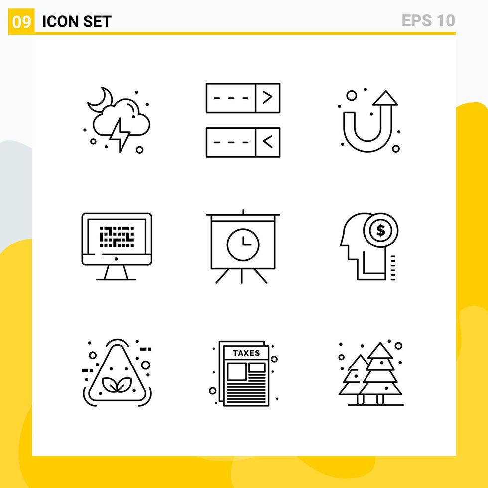 Collection of 9 Universal Line Icons Icon Set for Web and Mobile vector