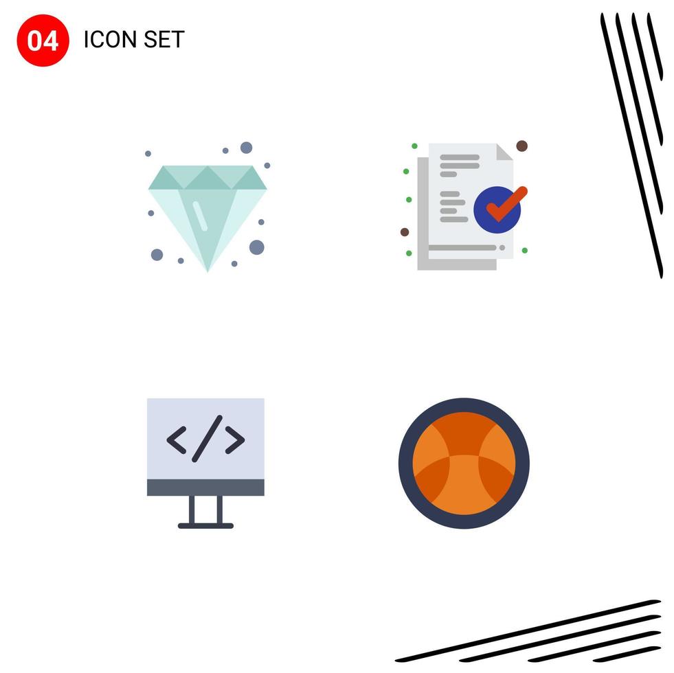 grupo de 4 iconos planos signos y símbolos para el desarrollo del diseño elementos de diseño vectorial editables deportivos preparados para joyas vector