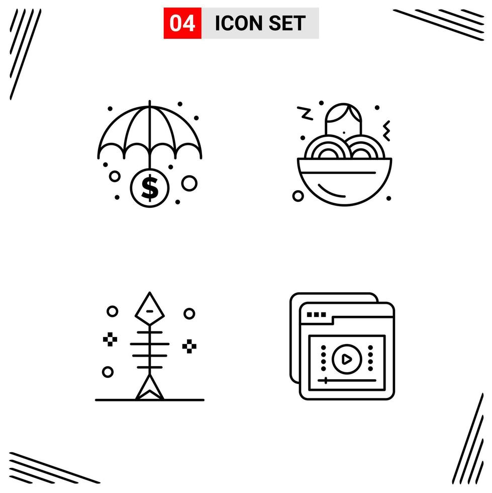 4 Icons Line Style Grid Based Creative Outline Symbols for Website Design Simple Line Icon Signs Isolated on White Background 4 Icon Set vector