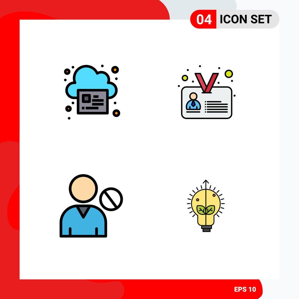 4 Creative Icons Modern Signs and Symbols of online human cloud identity people Editable Vector Design Elements