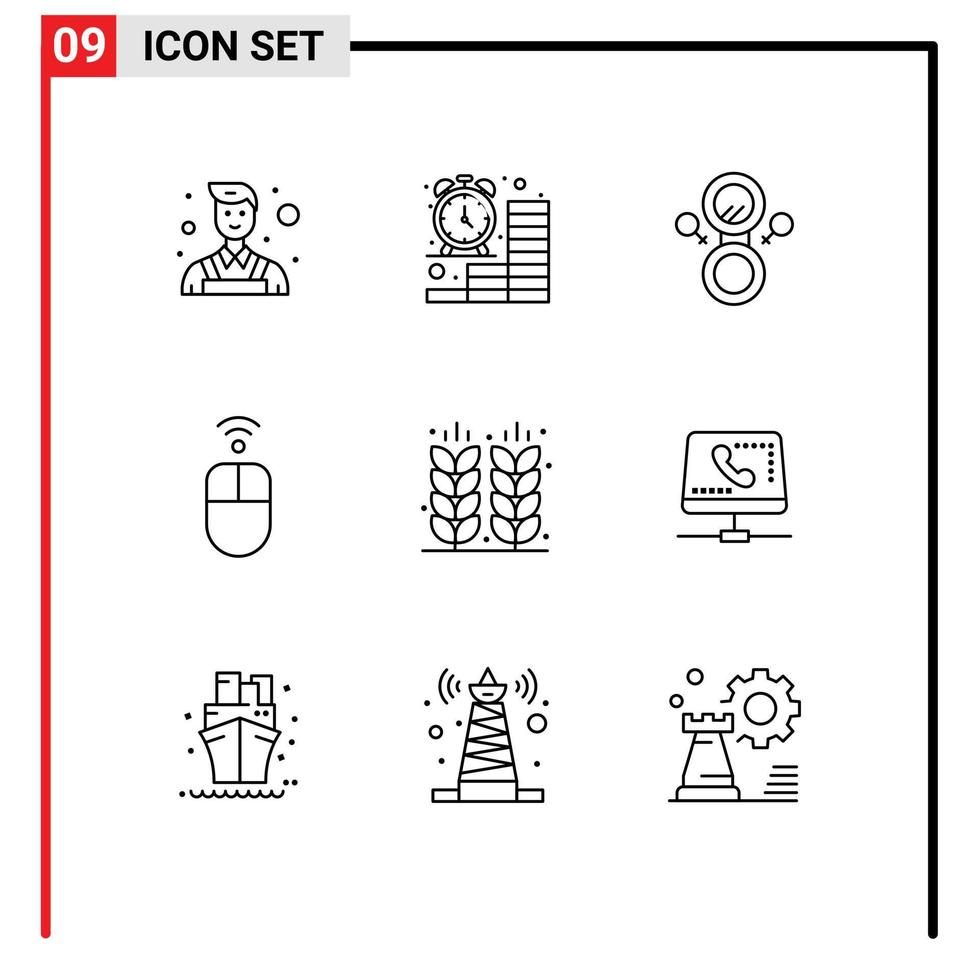 Set of 9 Modern UI Icons Symbols Signs for farming agriculture mirror wireless hardware Editable Vector Design Elements