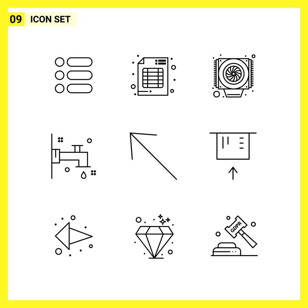 9 Icon Set Simple Line Symbols Outline Sign on White Background for Website Design Mobile Applications and Print Media vector