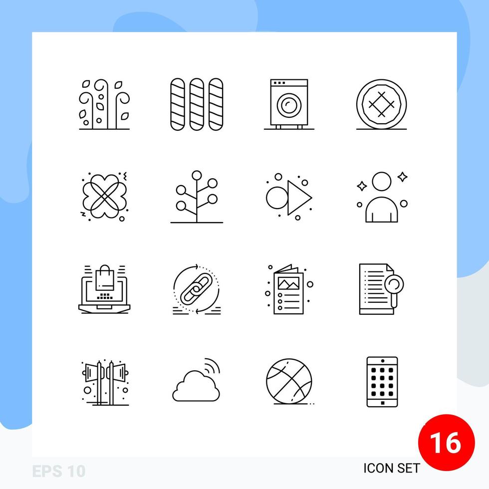 Set of 16 Modern UI Icons Symbols Signs for hearts food electric dessert bakery Editable Vector Design Elements