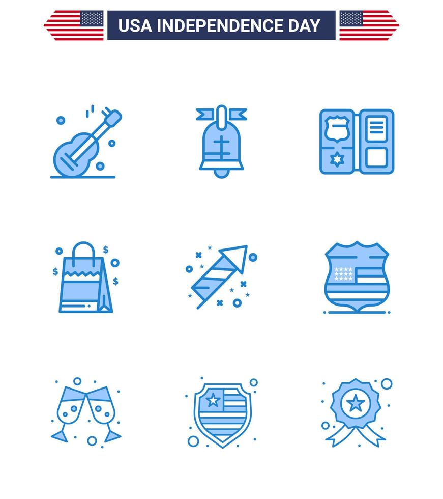 9 Creative USA Icons Modern Independence Signs and 4th July Symbols of festivity american book usa bag Editable USA Day Vector Design Elements