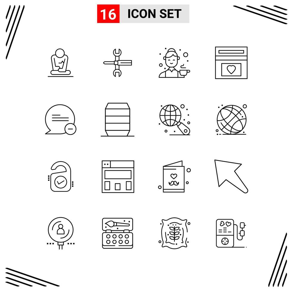 16 Icons Line Style Grid Based Creative Outline Symbols for Website Design Simple Line Icon Signs Isolated on White Background 16 Icon Set vector