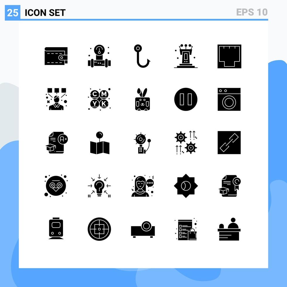 Stock Vector Icon Pack of 25 Line Signs and Symbols for network ethernet fishing connection speech Editable Vector Design Elements