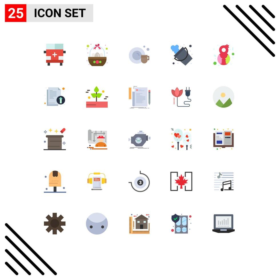 25 Universal Flat Color Signs Symbols of eight march firefighter easter fire cleaning Editable Vector Design Elements