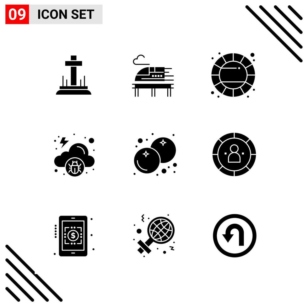 conjunto perfecto de píxeles de 9 iconos sólidos conjunto de iconos de glifos para el diseño de sitios web y la interfaz de aplicaciones móviles vector