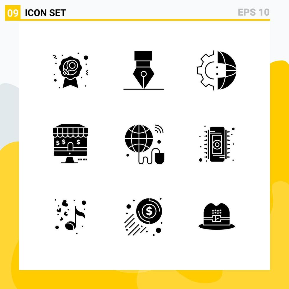 User Interface Pack of 9 Basic Solid Glyphs of iot shop development marketing production Editable Vector Design Elements