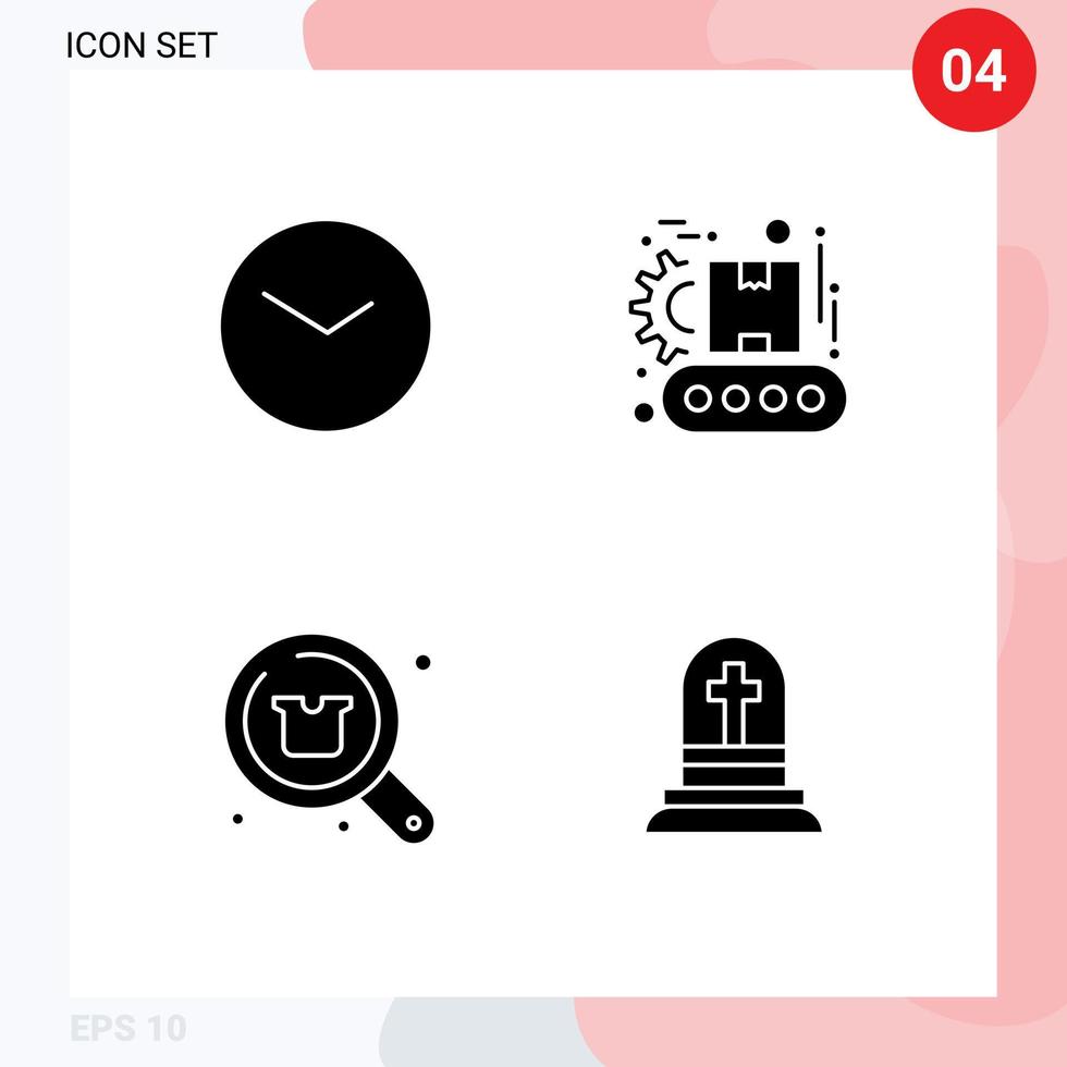 Mobile Interface Solid Glyph Set of Pictograms of basic discount clock manufacturing shop Editable Vector Design Elements