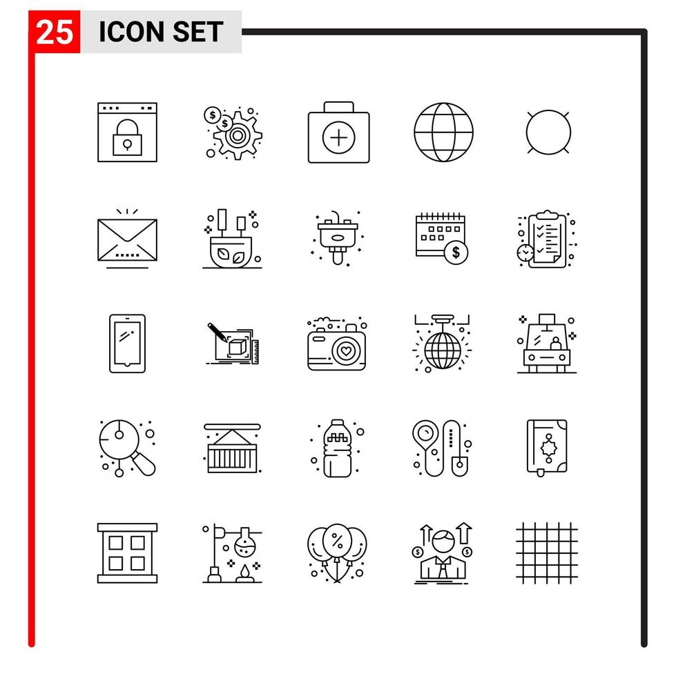 25 íconos generales para diseño de sitios web, impresión y aplicaciones móviles 25 símbolos de contorno signos aislados en fondo blanco paquete de 25 íconos vector