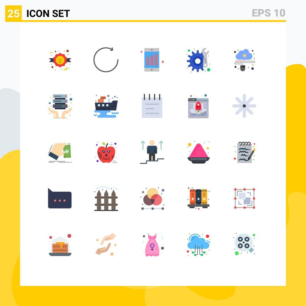 Group of 25 Flat Colors Signs and Symbols for online data cell connected repair Editable Vector Design Elements